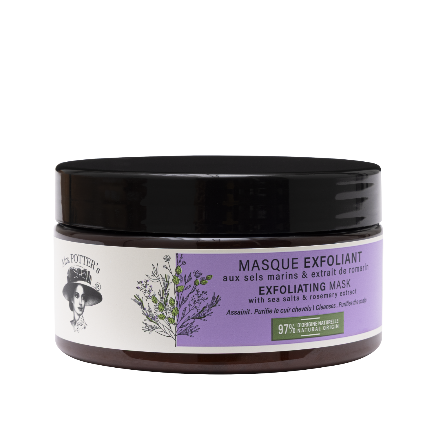 Masque exfoliant pré-shampooing aux sels marins et à l’extrait de romarin - Mrs. Potter's